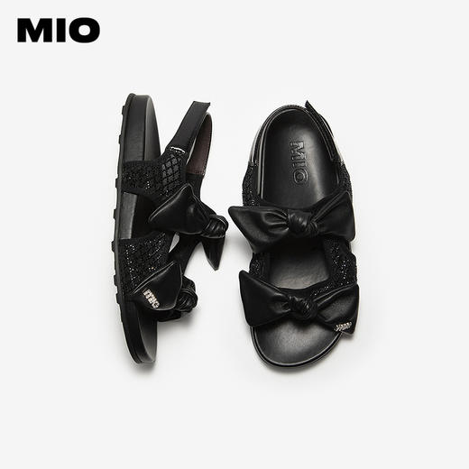 【上新】MIO米奥厚底镂空勃肯凉鞋女2026夏季新款蝴蝶结后空外穿平底拖鞋M263126215 商品图3