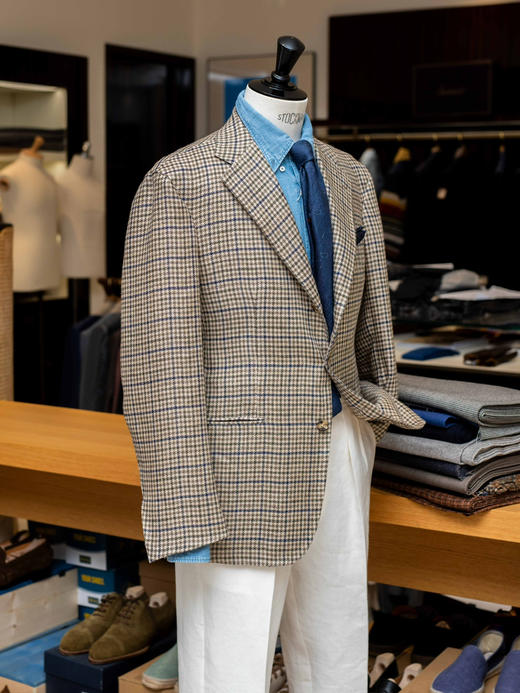 Orazio Luciano 米色格纹单西 商品图1