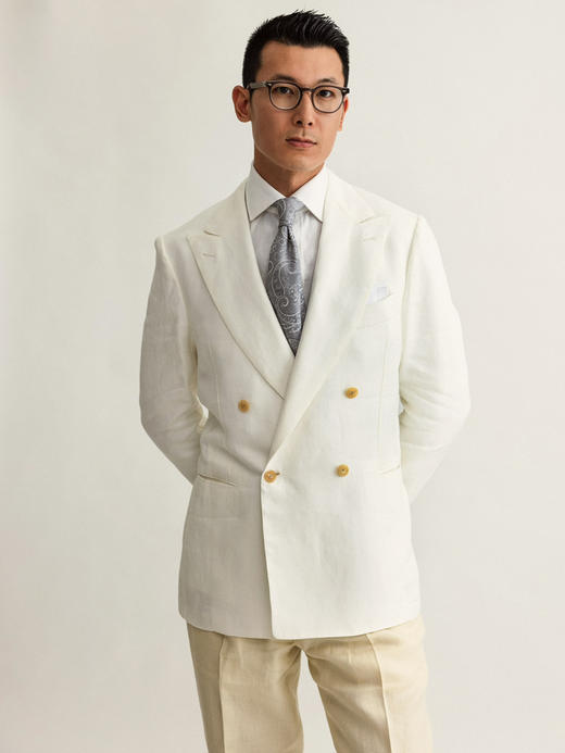 Cesare Attolini 白色人字纹亚麻双排扣 商品图10