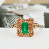 【天然正品】AU750玫瑰金镶钻镶天然祖母绿型艳绿0.84克拉祖母绿戒指12号（戒圈可改）290126NJS39 商品缩略图4