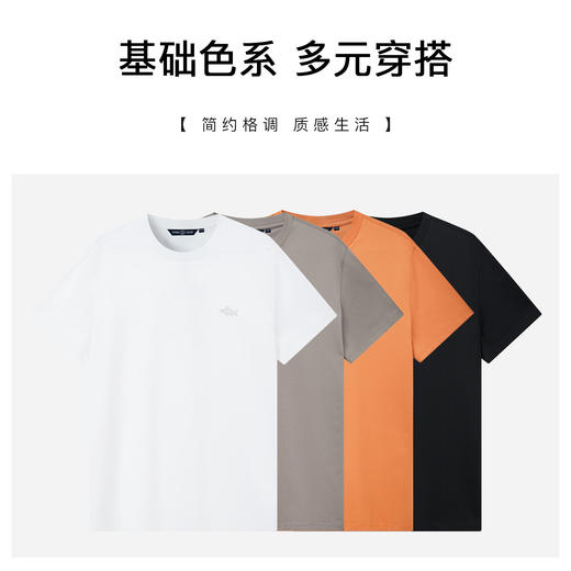 【棉混纺】德鲨2026夏款短袖圆领T恤男休闲上衣百搭打底衫 商品图0