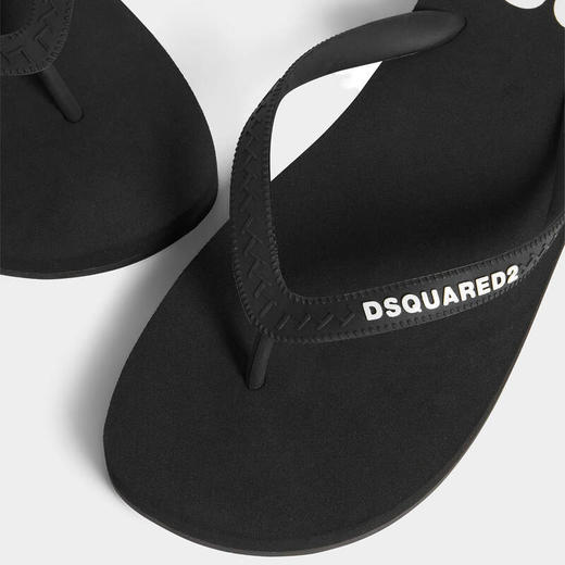 DSQUARED2 男士字母徽标贴片人字拖鞋 黑色 FFM0001 17208765 2124 商品图3