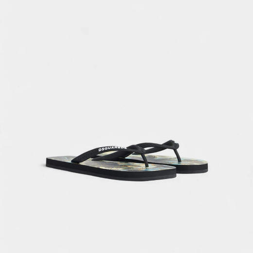 DSQUARED2 男士字母徽标贴片人字拖鞋 黑色 FFM0001 17208755 M037 商品图1