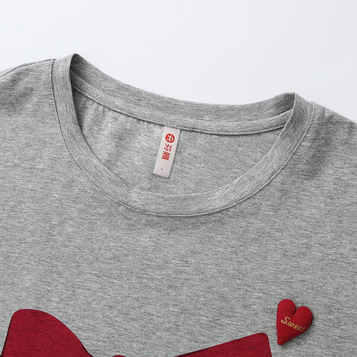 芬腾睡衣女款夏季新款纯棉圆领短袖七分裤套头卡通休闲家居服套装 商品图2