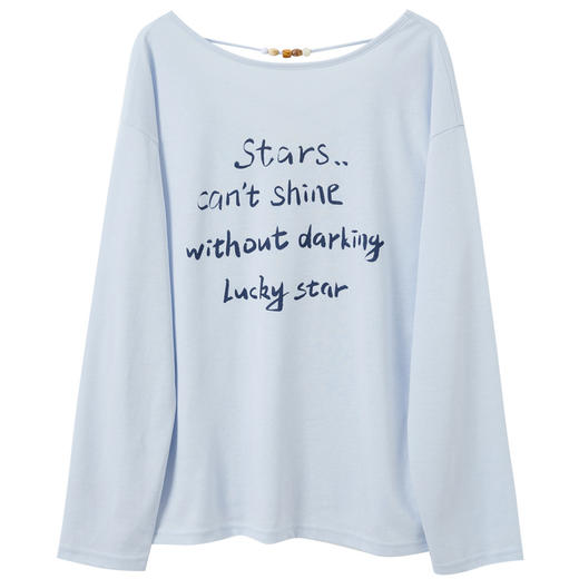 【莱赛尔】三彩2026春季新款慵懒休闲宽松字母T恤套头衫长袖M 商品图4