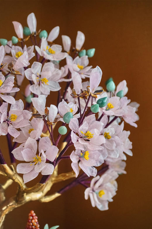 【已售】独角鹿西洋古董中国出品传统宝相花纹景泰蓝盆装饰「玉兰报春」主题珍宝像生盆景 商品图4