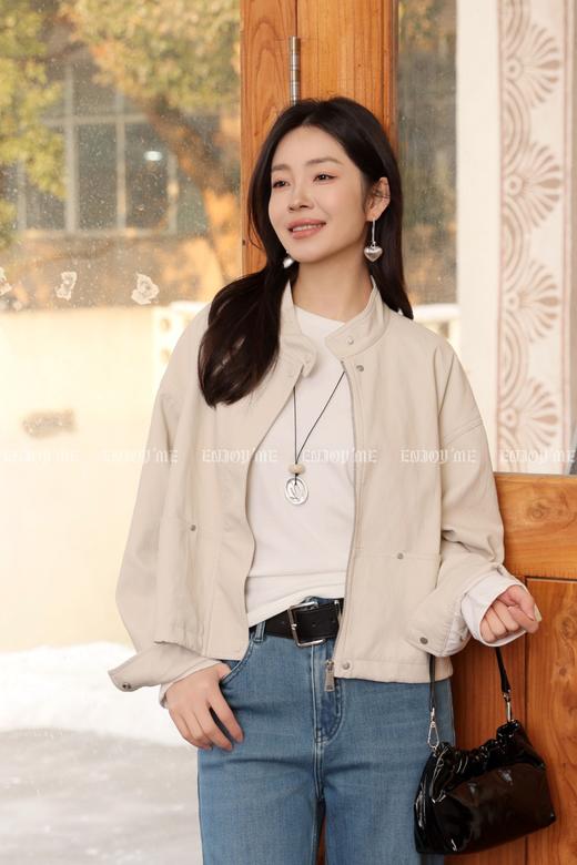 【门店同款】ENJOY春季“柔权主义”立领抽绳皮衣 169193151 商品图8