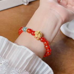 【马到福来红玛瑙手串】敦煌福泽新年红红玛瑙手链柿柿如意本命年好运能量玛瑙手串