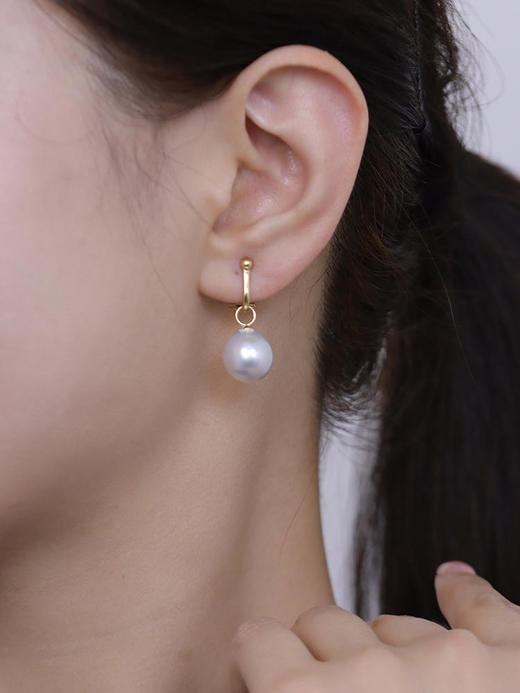 【挚友限定】(经典款/挂珠款)18K金澳白珍珠耳夹 真科研凤凰等级 商品图0