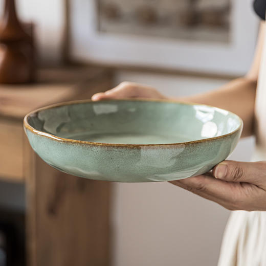 春节不打烊【简约器型❗️优雅风范】高颜值窑变釉深盘家用陶瓷盘子菜盘餐厅圆形盘早餐沙拉盘餐盘。jd 商品图3