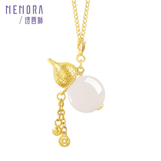 玉玲珑系列 S925银和田玉葫芦吊坠一链多戴MEMORA诗普琳NP009901 商品图7