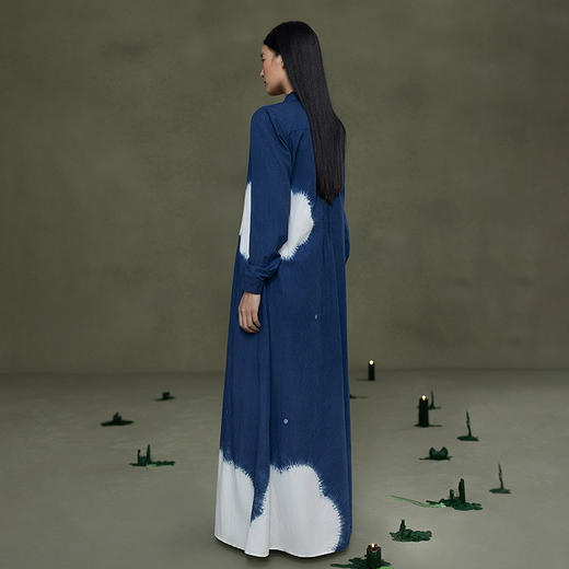 【林栖设计小店】植物染色|手工植物蓝丝棉牙签褶2026春新款立领连衣裙1961173 商品图3