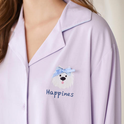 【品牌直发 换季焕新】芬腾情侣睡衣春秋季纯棉开衫长袖套装女款休闲宽松舒适男士家居服 商品图2