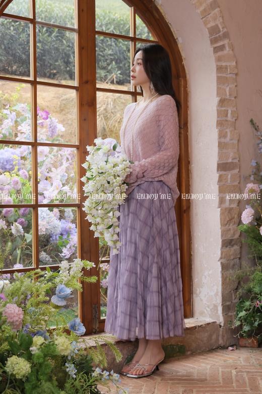 【门店同款】ENJOY春季飘逸雾蓝格纹裙 169146988 商品图6