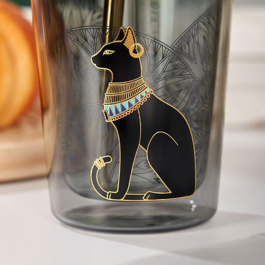 大英博物馆安德森猫系列猫影翩翩双层玻璃吸管杯 商品图3