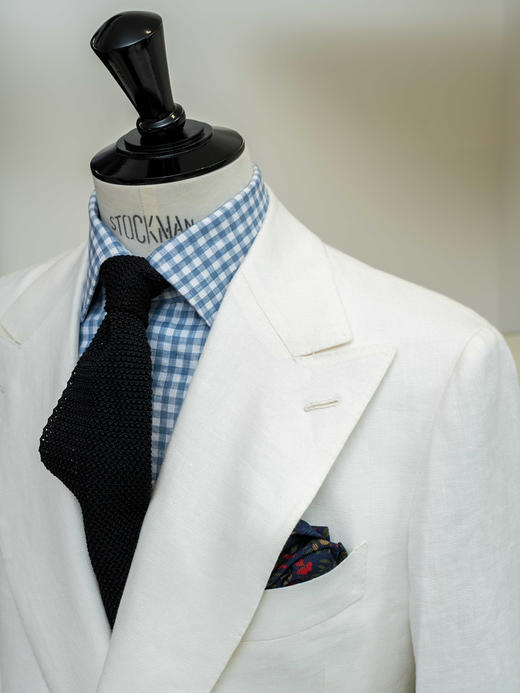 Cesare Attolini 白色人字纹亚麻双排扣 商品图3