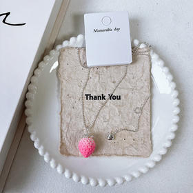 粉色草莓长链吊坠项链-纪念日百货门店同款169246305