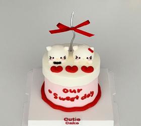 【臻品系列】-【情侣KT猫】情人节，七夕，520蛋糕