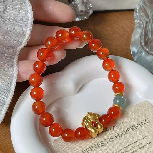 【马到福来红玛瑙手串】敦煌福泽新年红红玛瑙手链柿柿如意本命年好运能量玛瑙手串 商品图2