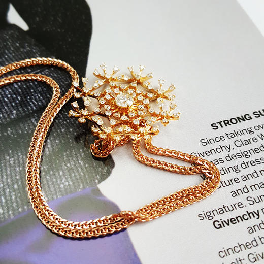 【天然正品】AU750双色金设计师款时尚雪花造型0.325克拉钻石吊坠项链 链长：40CM 290126TJ26 商品图6