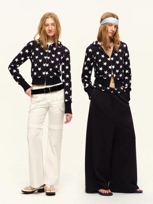 出逃赤岗西/C26SSS021/双拉链星星印花全棉连帽卫衣 商品图2