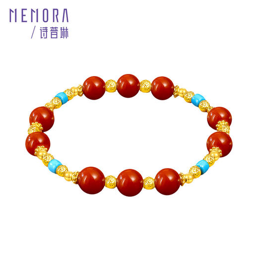 【新品首发】臻玉系列 足金南红绿松石菠萝金珠手串手链 女士礼物MEMORA诗普琳MB011901 商品图6