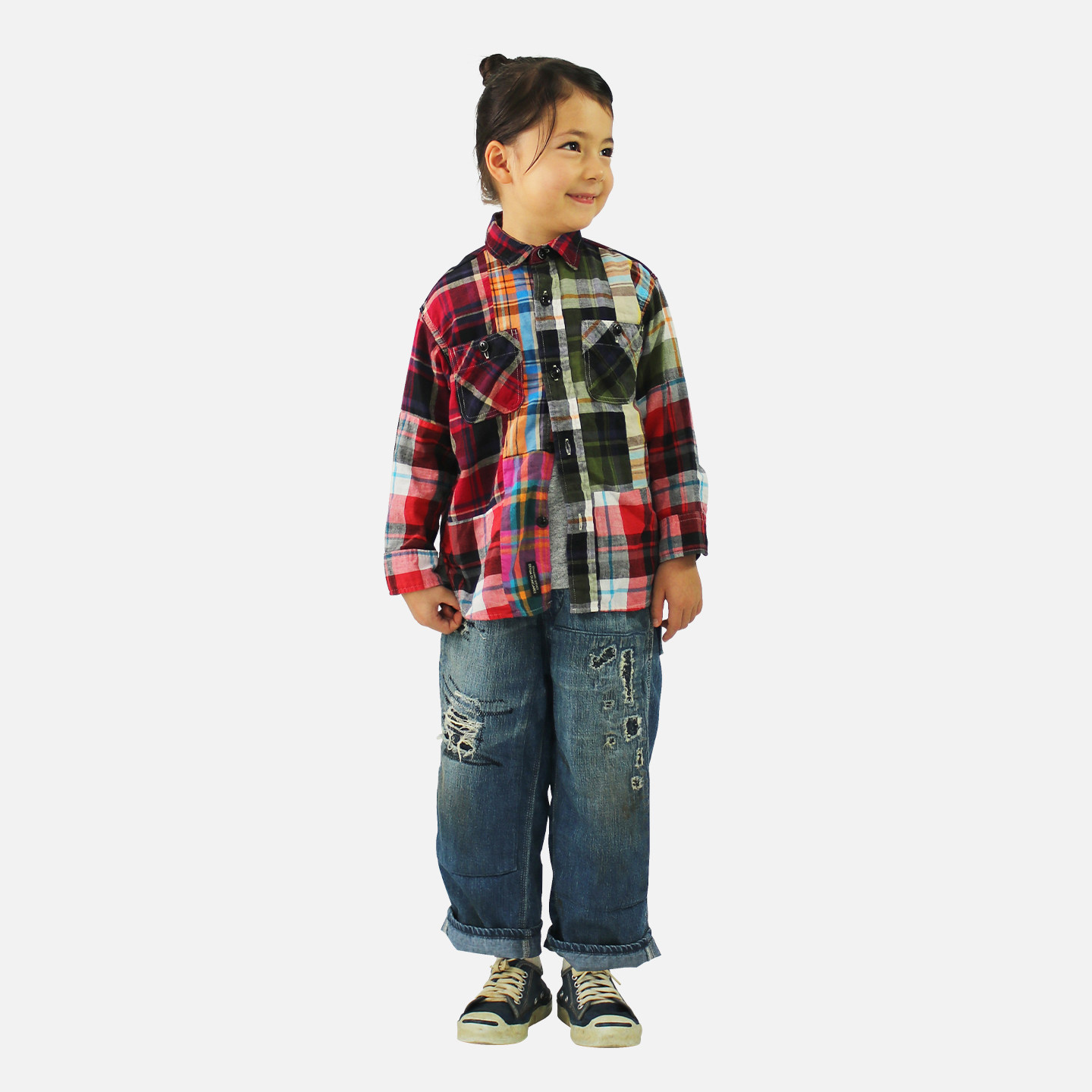 DD日本童装 DENIM DUNGAREE 8盎司复古丹宁牛仔破坏长裤