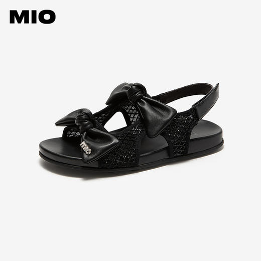 【上新】MIO米奥厚底镂空勃肯凉鞋女2026夏季新款蝴蝶结后空外穿平底拖鞋M263126215 商品图0