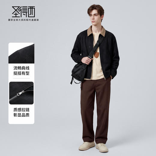 【仿麂皮绒】圣得西美式潮流翻领夹克外套男2026新款春季时尚上衣 商品图3