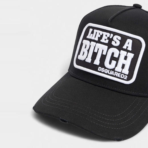 DSQUARED2 中性徽标贴片刺绣棉质棒球帽 黑色 BCM0987 05C02694 2124 商品图4