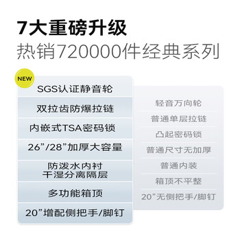 90分行李箱26英寸莱茵河Pro 拉杆箱大容量旅行箱静音轮密码箱钛金灰 /箱包皮具 /功能箱包 /行李箱