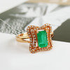 【天然正品】AU750玫瑰金镶钻镶天然祖母绿型艳绿0.84克拉祖母绿戒指12号（戒圈可改）290126NJS39 商品缩略图2
