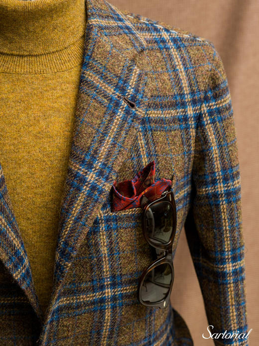 Orazio Luciano 棕色蓝格纹单西 商品图4