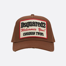 DSQUARED2 中性徽标贴片刺绣棉质棒球帽 棕色 BCM0984 05C00001 5087