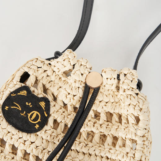 大英博物馆巴斯特系列萌猫编织包手机斜挎包-米色 商品图3