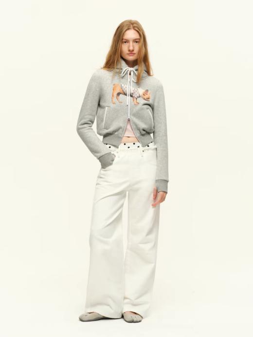 出逃赤岗西/25AWS019/灰色小狗印花短款连帽卫衣外套 商品图3