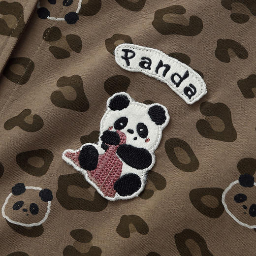 芬腾新款女士睡衣春秋长袖长裤纯棉豹纹熊猫全棉开衫家居服套装 商品图3