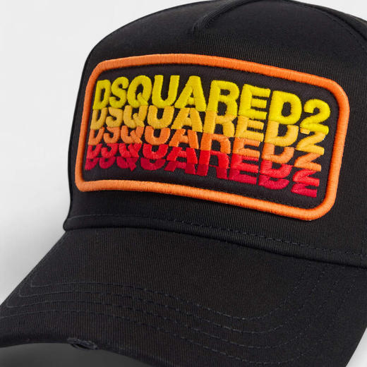 DSQUARED2 中性字母徽标贴片棉质棒球帽 黑色 BCM0977 05C00001 2124 商品图4