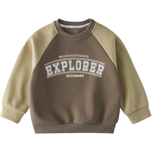 棉花堂2025年春款复古美式印花撞色针织圆领童装卫衣——F251024YX 商品图11