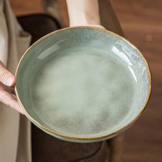 春节不打烊【简约器型❗️优雅风范】高颜值窑变釉深盘家用陶瓷盘子菜盘餐厅圆形盘早餐沙拉盘餐盘。jd 商品图2