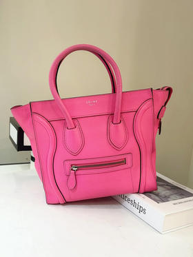 Celine 玫粉色 大号 牛皮 笑脸包