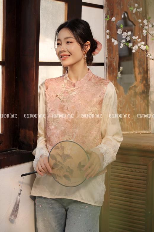 【门店同款】ENJOY春季“画中行”花影流苏中式马夹 169243930 商品图1