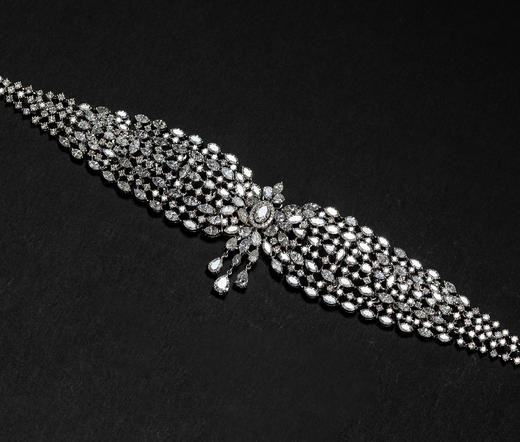 独角鹿西洋古董20世纪法国出品装饰艺术时期风格18K白金镶嵌钻石项链 商品图2