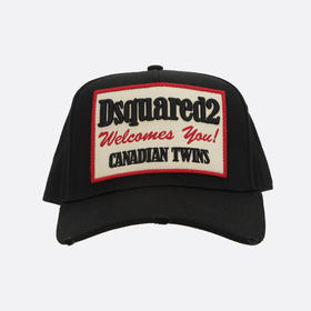 DSQUARED2 中性徽标贴片刺绣棉质棒球帽 黑色 BCM0984 05C00001 2124