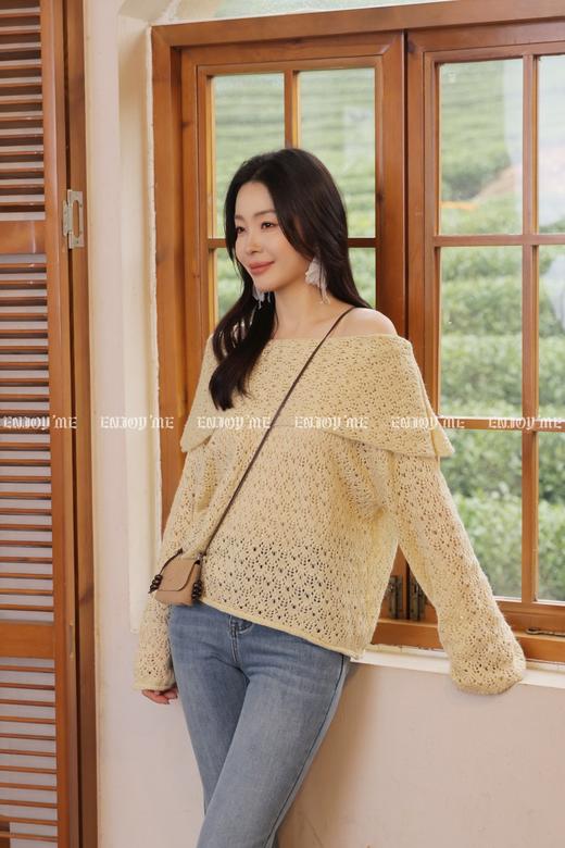 【门店同款】ENJOY春季“柔光芳序”星光织梦一字肩针织 169393701 商品图4