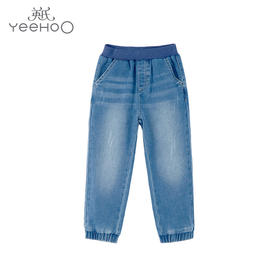 英氏儿童牛仔裤22秋冬新款纯棉双层柔软长裤男童裤子YRKCJ32228A