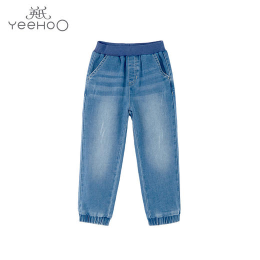 英氏儿童牛仔裤22秋冬新款纯棉双层柔软长裤男童裤子YRKCJ32228A 商品图0
