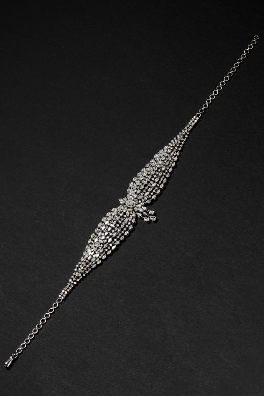 独角鹿西洋古董20世纪法国出品装饰艺术时期风格18K白金镶嵌钻石项链 商品图1