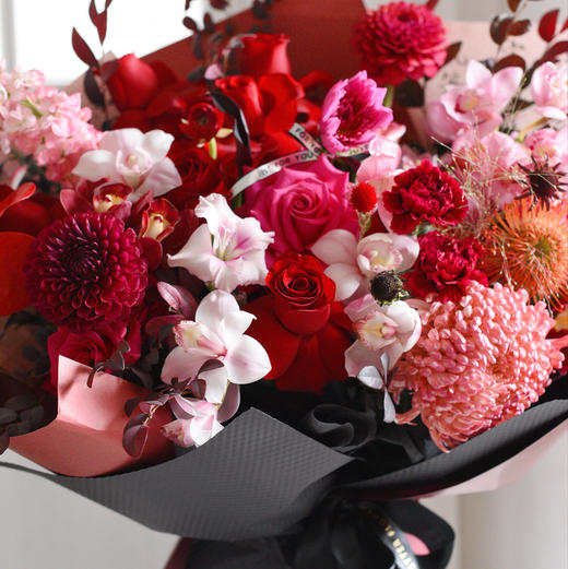 《福气满满》高原红红掌大花蕙兰大丽花花束 商品图6
