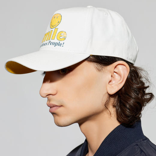 DSQUARED2 中性字母徽标印花黄色笑脸棉质棒球帽 白色 BCM0974 00308781 1171 商品图3